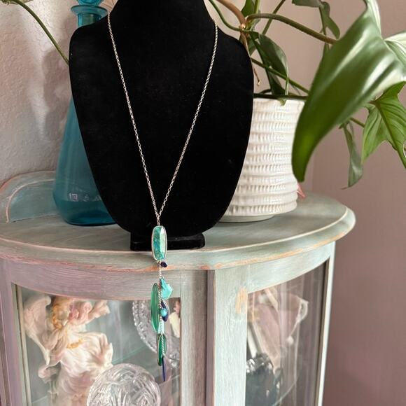 Silpada Go Geo 925 Sterling Silver Agate Lapis Necklace - Picture 10 of 10